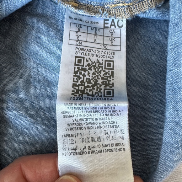 GUESS Girl's 8 Denim Cold Shoulder Button Front‎ Jean Dress Collared Lace Blue - Picture 8 of 15